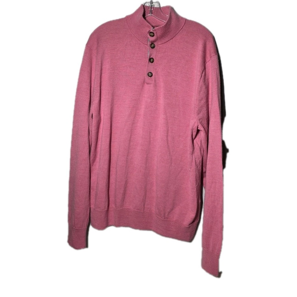 Polo Golf Ralph Lauren Sweater Mens XLarge T Pink Merino Wool Mock Neck Pullover